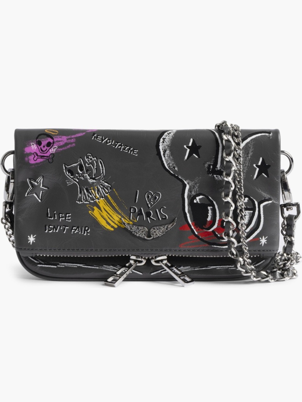 ZADIG & VOLTAIRE Rock Nano Humberto Clutch Crossbody Bag in Grey